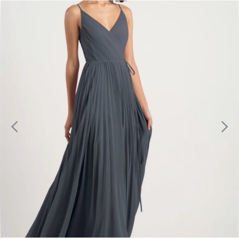 NWT Jenny Yoo Kimi Dress Evening Gown Sleeveless Storm Size 12 Bridesmaid Formal